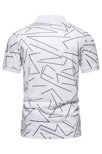 Polo de hombre de manga corta con estampado de estampado blanco